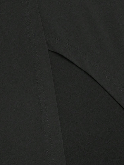 New French High-Waist Retro Knitted Ruched High-Slit Midi Skirt Black Versatile Slim Plus Size Female Clothing Elegant Party