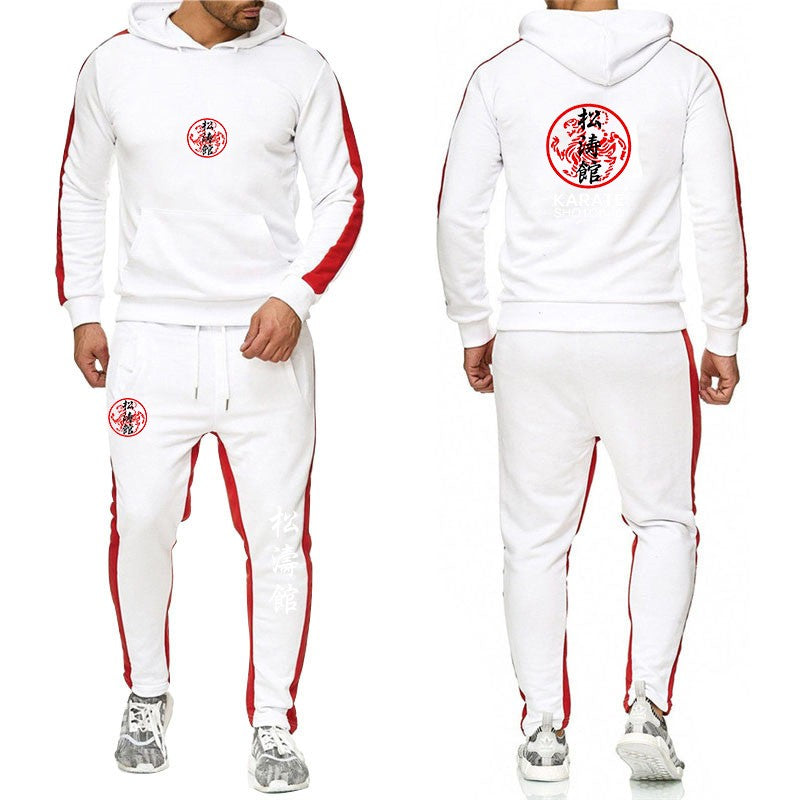 Shotokan Karate 2022 Men's New Solid Color Hooded Sweatshirts Fashion Pullover Top+Sweatpants Casual Jogging Fitness Sports Suit