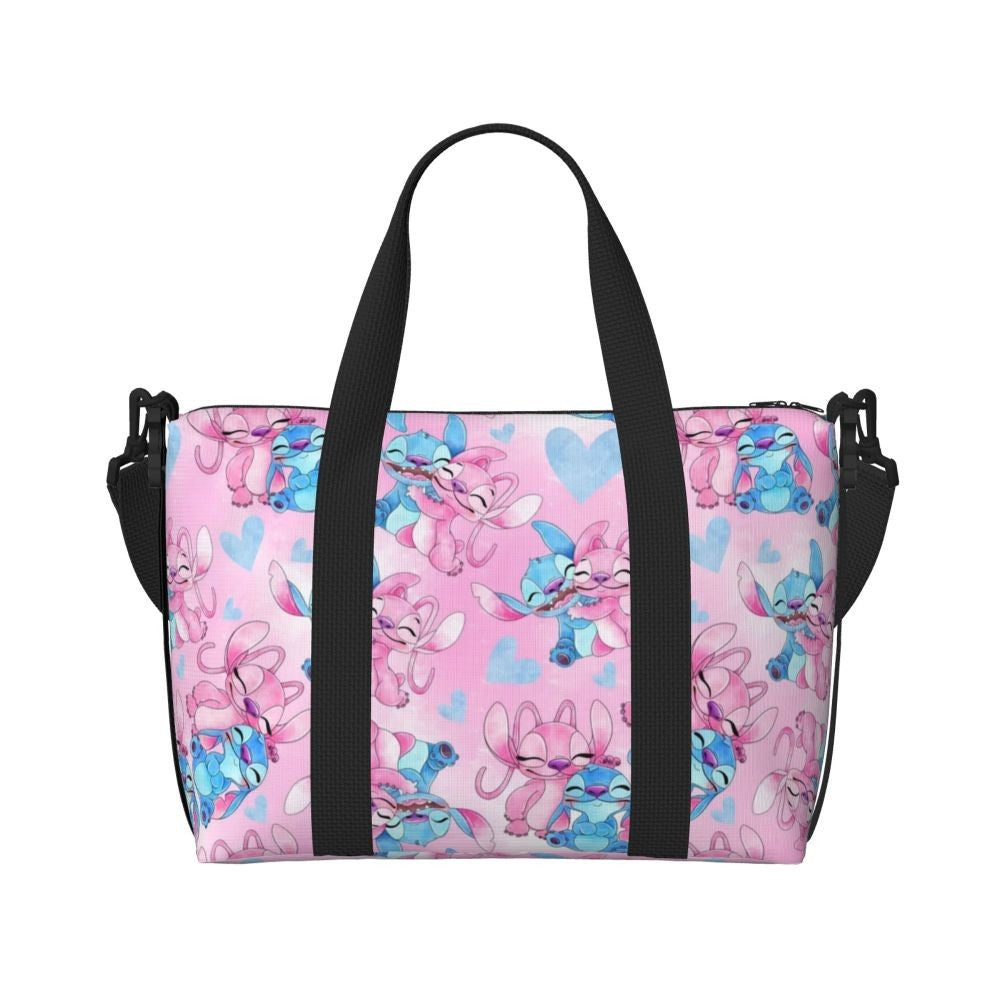 Custom Large SLilo And Stitch Cartoon Tote Bag Women Anime Shopping Shoulder Beach Gym Travel Bag