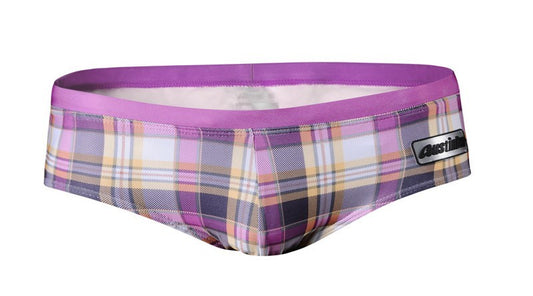 GANYANR Brand Swimming Trunks Swimwear Men Sunga Swimsuit Bikini Gay Sexy Swim Shorts Plaid Briefs Low Waist Bulge Pouch 2017