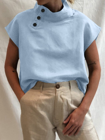 ZANZEA Fashion Women Blouses 2024 Summer Cotton Linen Blusas Mujer Stylish White Shirt Elegant Short Sleeve Tunics Lightweight