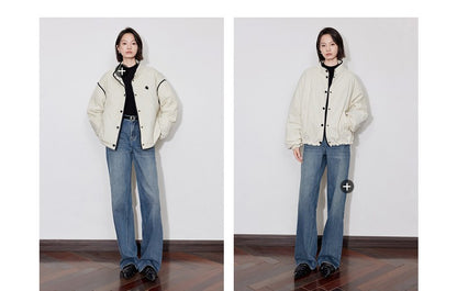 TOYOUTH Women Thick Cotton Coat 2024 Winter Long Sleeve Lapel Collar Contrasting Color Splicing Elegant Outwear Jacket Coat