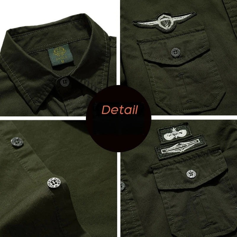 Spring Autumn New Men Long Sleeve Cargo Polo Shirt Casual Fashion Cotton Shirt Male Tactic Military Embroidery Tops