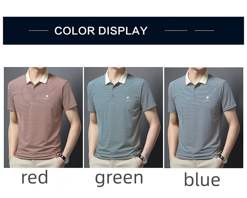 Quality breathable cotton short sleeve men's POLO shirt 2024 summer fashionable shiny diamond inlaid design top soft T-shirt