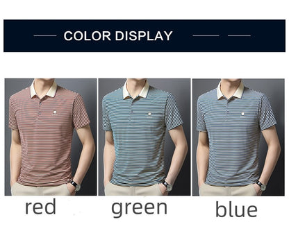 Quality breathable cotton short sleeve men's POLO shirt 2024 summer fashionable shiny diamond inlaid design top soft T-shirt