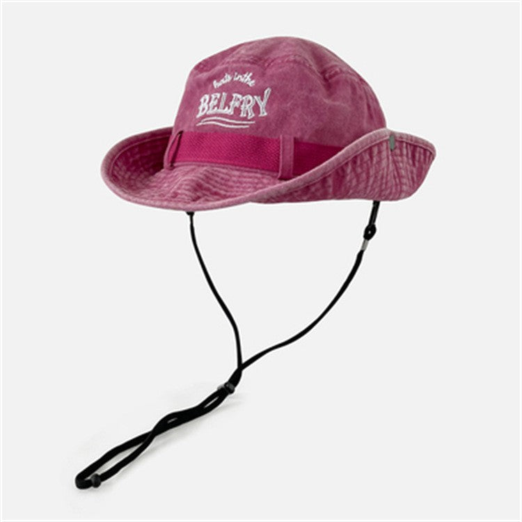 Chapéu de Montanhismo Masculino e Feminino de Algodão Lavado Vintage Bordado Chapéu de Pescador Proteção Solar para o Ar Livre Chapéu de Cowboy Ocidental