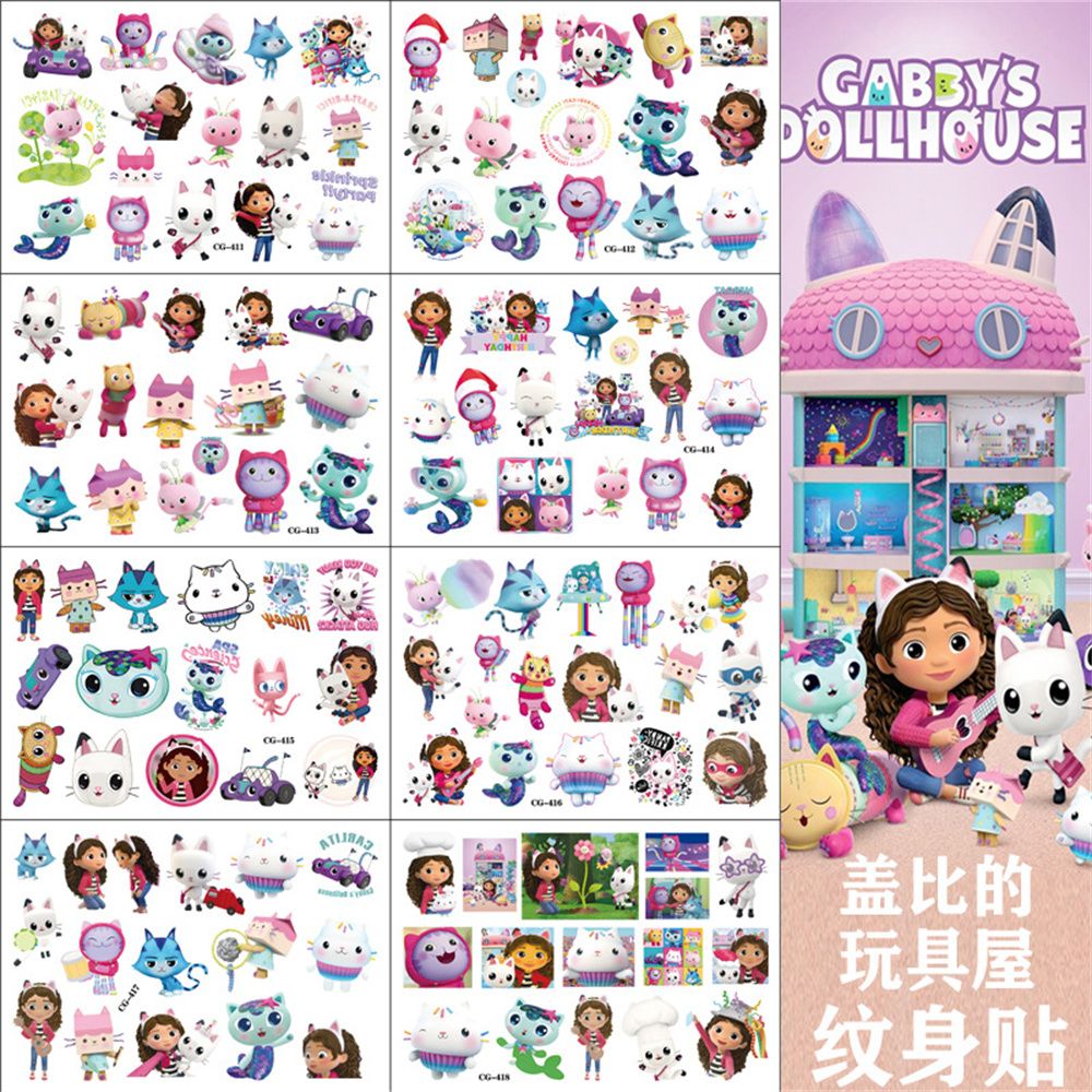 Gabby Dollhouse Child Tattoo Sticker Anime Cartoons Tattoo Stickers Temporary Tattoos Waterproof The Tattoo Art Tatoo Cosplay