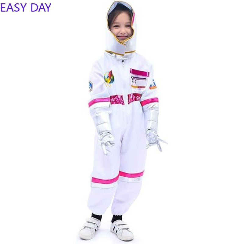 Halloween Astronaut Cosplay Costume Kids Boy Girl Jumpsuit Cartoon Space Party Spaceman Outfit White Spacesuit Bodysuit Clothing