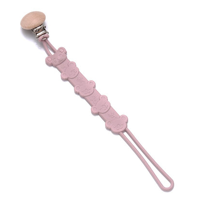Cartoon Animal Wooden Baby Pacifier Clip Silicone Teether Nipple Holder Chain For Baby Dummy Anti-Drop Chain Oral Care Chew Toy