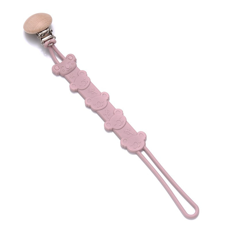 Cartoon Animal Wooden Baby Pacifier Clip Silicone Teether Nipple Holder Chain For Baby Dummy Anti-Drop Chain Oral Care Chew Toy