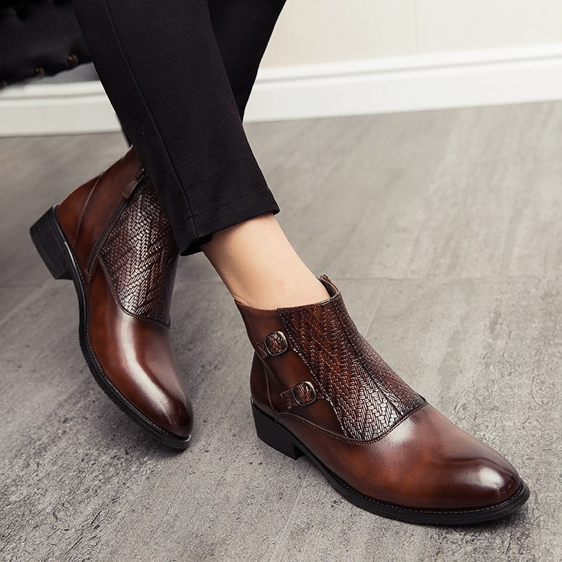 2025 Men's Fashion Chelsea Boots Comfortable Leather Upper Dry Inner Non-Slip Rubber Sole Casual Resistant Ankle Dress Boots