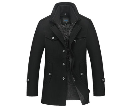 Winter Men's Jacket Oversized Wool Overcoat Solid Warm Pea Coats Thicken Casual Woolen Coat Men Clothing Parka A3F1303