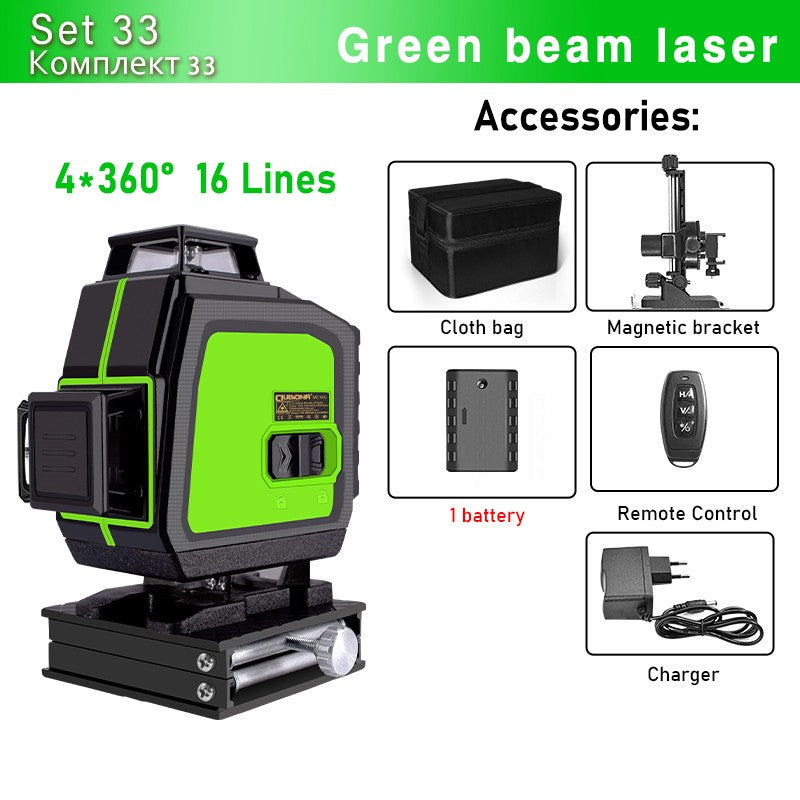 Nível a Laser Clubiona 16/12 Linhas linha verde Autonivelante 360 Horizontal e Vertical Nível a Laser de Feixe Verde Super Potente