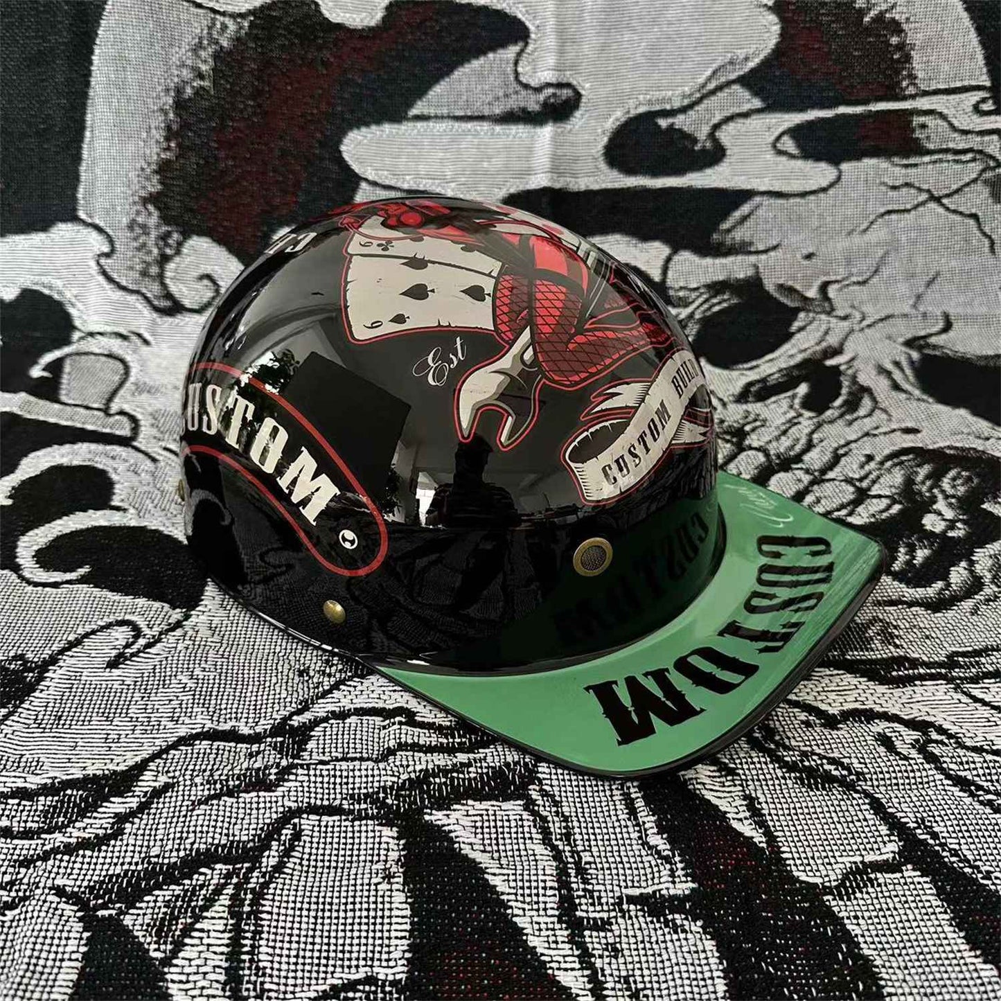 Capacete de beisebol Moto Retro Capacete de motocicleta Capacete de scooter Masculino e feminino Capacete de meio capacete de moda ao ar livre