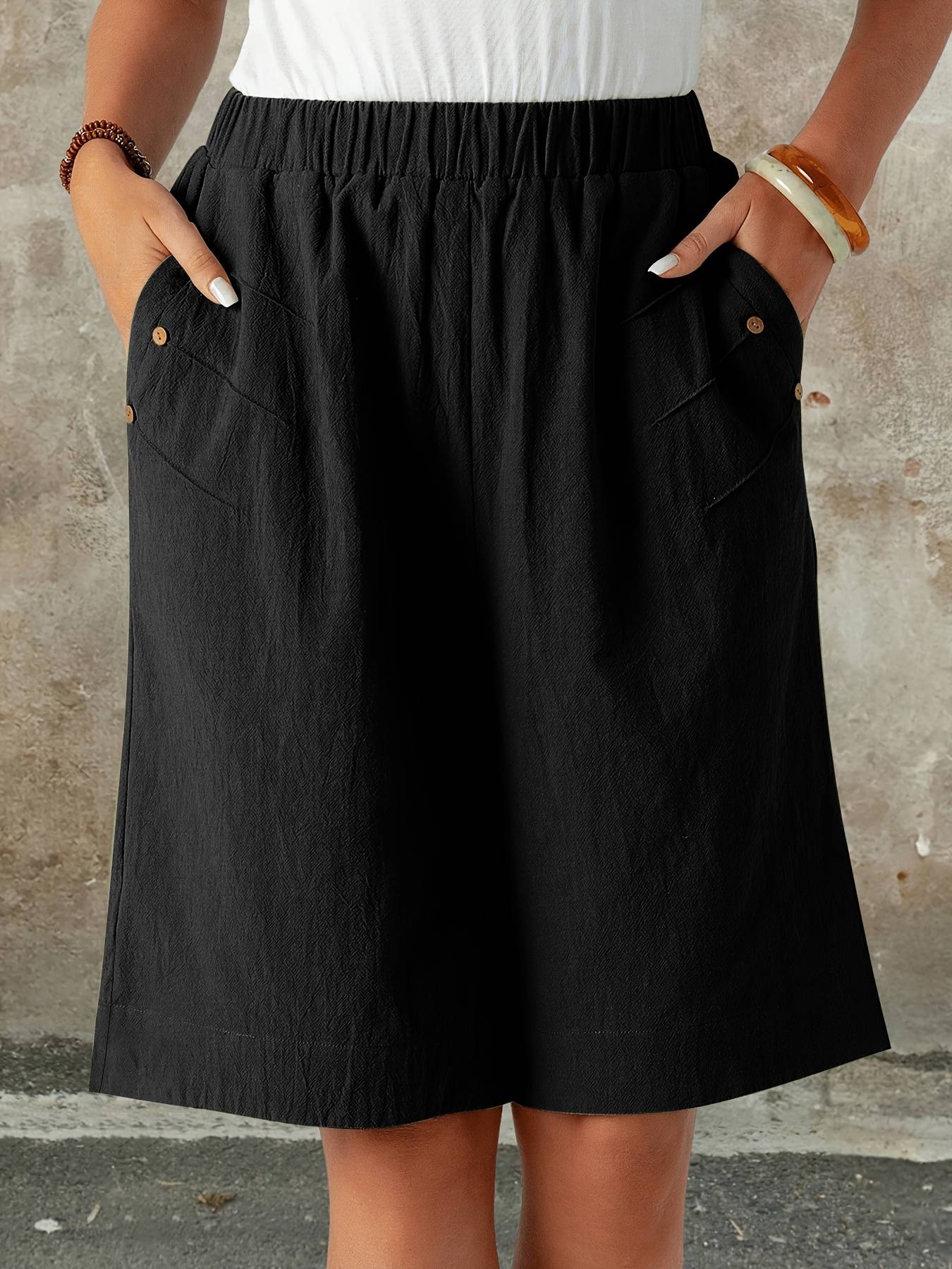 Women's 2025 Summer Shorts - High Waist 5-Inch Casual Lounge Shorts, Solid Color Straight Leg Home & Outdoor Wear