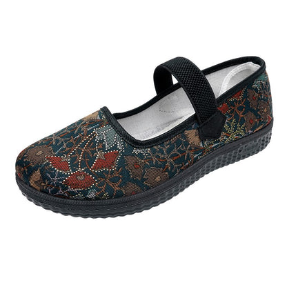 2025 New Women's cloth Shoes Soft soled comfort grandma footwear Casual lightweight lazy flats Ladies breathable non slip shoes