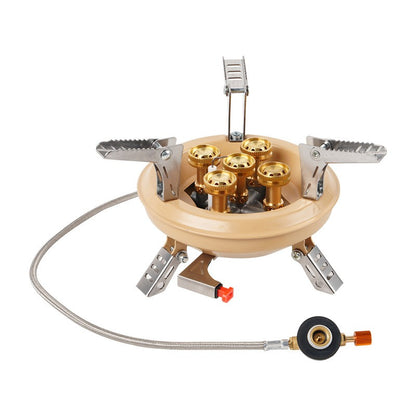 BRS-201A Five-core Fire Stove, Cassette Butane Liquefaction Portable High-power Gas Stove with Electronic Igniter Split Cooktops