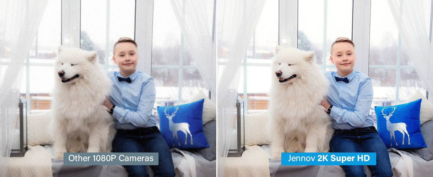 Câmeras de segurança externas/internas Jennov 5Ghz/2.4Ghz, câmera monitor sem fio WiFi 2K HD para animais de estimação, cães, gatos, bebês, para segurança residencial IP66