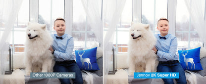 Câmeras de segurança externas/internas Jennov 5Ghz/2.4Ghz, câmera monitor sem fio WiFi 2K HD para animais de estimação, cães, gatos, bebês, para segurança residencial IP66