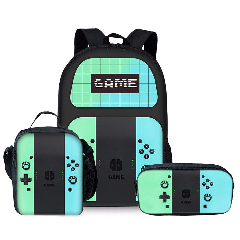 Luxo Popular Engraçado console de jogos Impressão 3D 3pçs/Conjunto Mochilas Escolares para Alunos Mochila para Notebook Bolsa de Almoço Estojo de Lápis