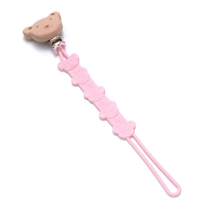 Cartoon Animal Wooden Baby Pacifier Clip Silicone Teether Nipple Holder Chain For Baby Dummy Anti-Drop Chain Oral Care Chew Toy