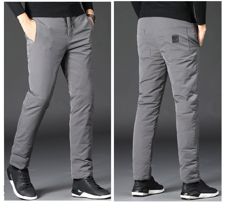 Quality Duck Down Pants for Men Thickened High Waist Loose Fit Warm Winter Trousers calça masculina moletom masculino PT-581