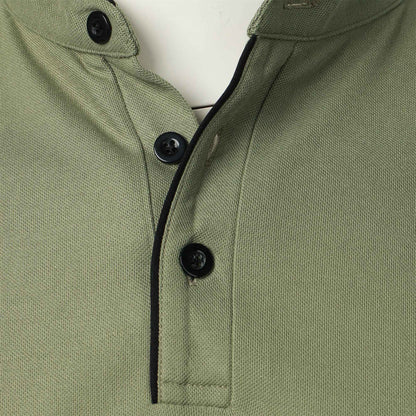 Men's short-sleeved stand-up collar top casual fashion daily solid color short-sleeved stand-up collar T-shirt casual top