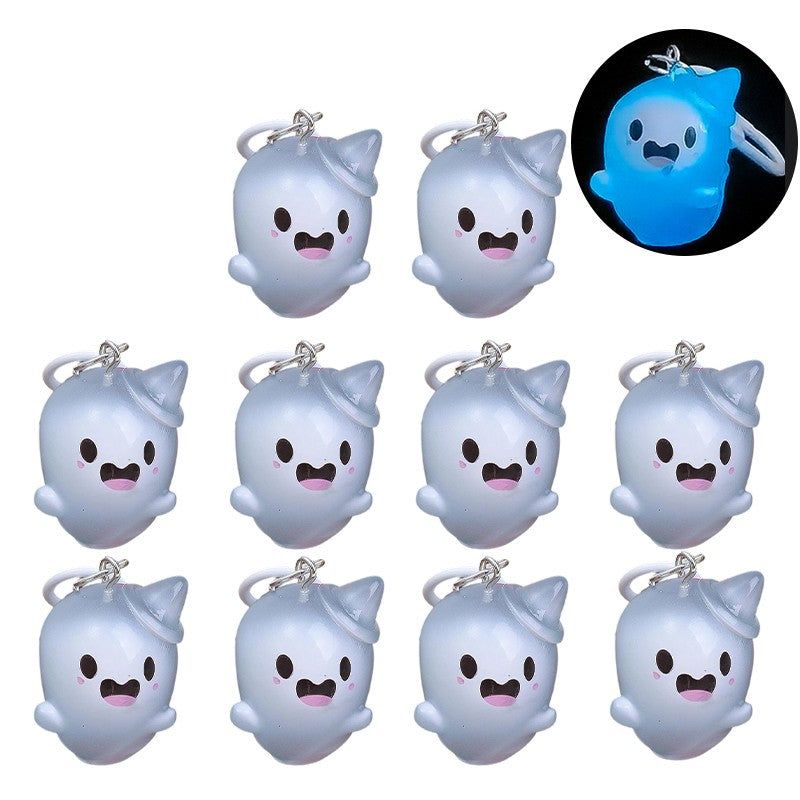 Creative Halloween Luminous Mini Cute Ghost Pendant Keychains Resin Keyring Key Holder for Kid Adult Festival Gifts Bag Charms