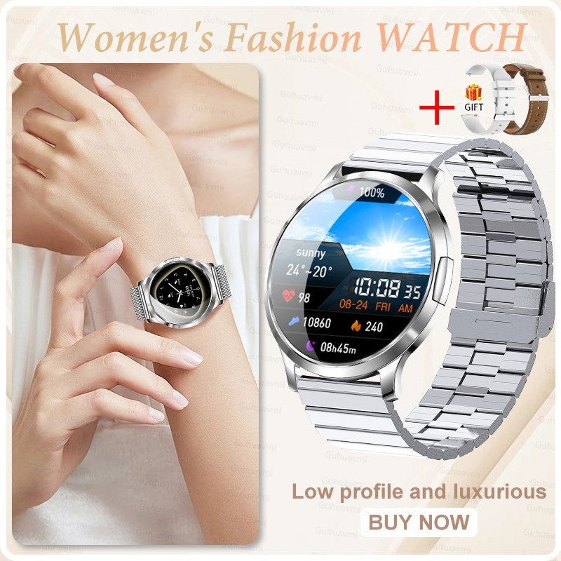 New Women Smart Watch 1.32"AMOLED Full Touch Screen Bluetooth Call Blood Pressure IP68 Waterproof NFC 7.3mm Ultra-thin bracelet
