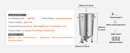 SucceBuy 8 16 GAL Fermentador de Cerveja Brew Bucket Fermentador para Cerveja Suprimentos para Cerveja Artesanal com Base Chaleira Panela Grande