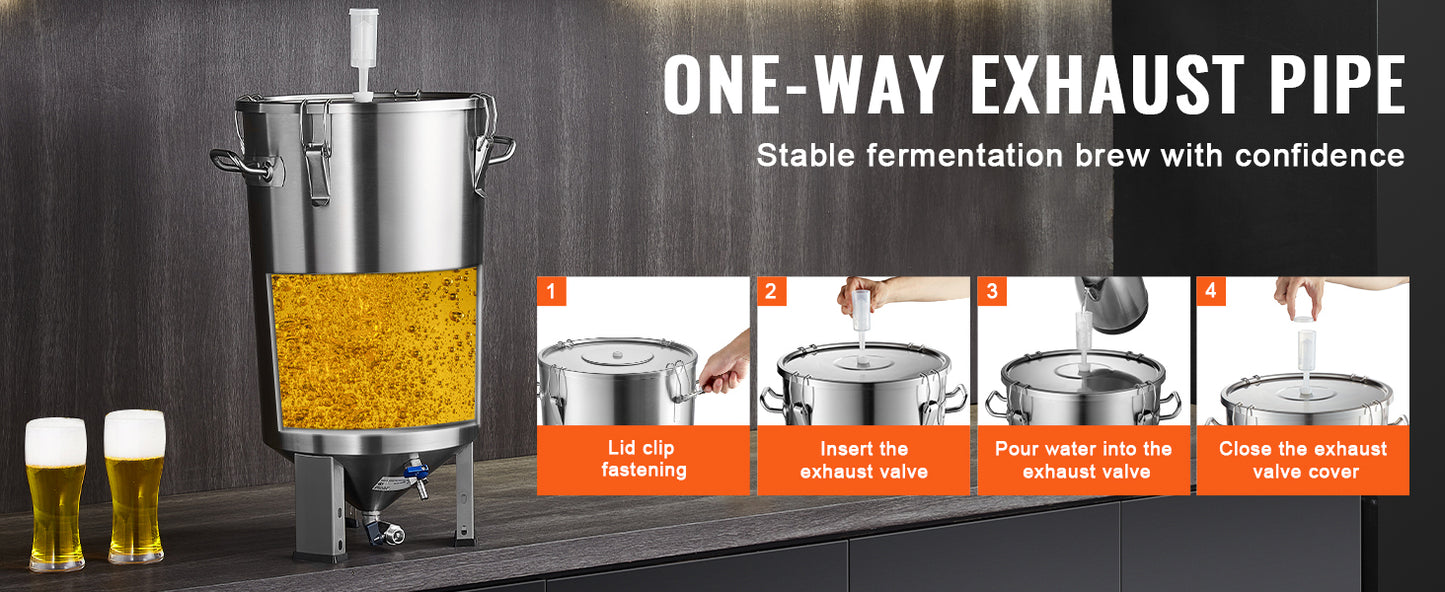 SucceBuy 8 16 GAL Fermentador de Cerveja Brew Bucket Fermentador para Cerveja Suprimentos para Cerveja Artesanal com Base Chaleira Panela Grande