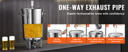 SucceBuy 8 16 GAL Fermentador de Cerveja Brew Bucket Fermentador para Cerveja Suprimentos para Cerveja Artesanal com Base Chaleira Panela Grande
