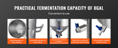 SucceBuy 8 16 GAL Fermentador de Cerveja Brew Bucket Fermentador para Cerveja Suprimentos para Cerveja Artesanal com Base Chaleira Panela Grande