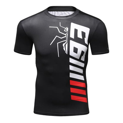 Sportswear Men T-shirt 3D Printing Ant Pattern Novel and Simple, Elastic Compression and Quick-drying Fitness Bodybuilding Shirt