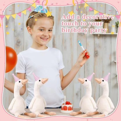 6/10/16Pcs One Silly Goose Birthday Decor 11.8 Inch Goose Stuffed Animal With Pink/Blue Hats Mini Birthday Party Hats