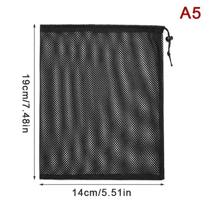 Black White Durable Mesh Drawstring Bag Storage Pouch Multi Purpose Home Travel Outdoor Activity Laundry Bag Stuff Sack