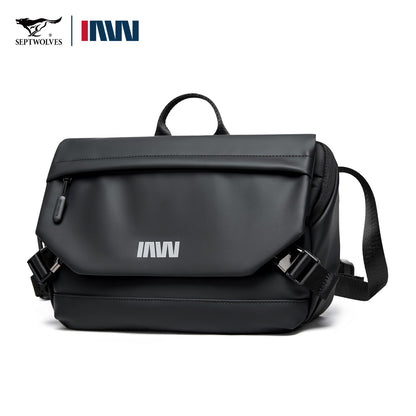 Septwolves Lightweight Men Shoulder Bag Leather Travel Messenger Bag 9.7-Inch Ipad Compartment Comfortable Widened Shoulder Pads