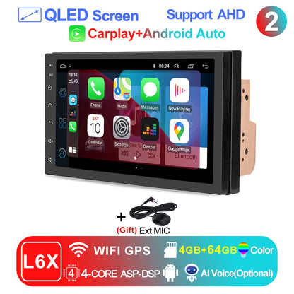 LEHX Universal 7 Inch 2 din Android 15 Car Radio 2.5D QLED Screen Car Multimedia Player Carplay Android Auto Stereo Autoradio