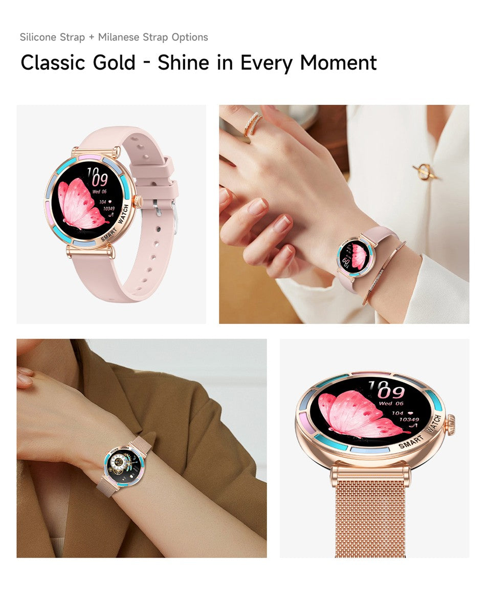 2025 Novo Smartwatch Feminino da Moda Tela HD 360*360 Pulseira Esportiva Mostrador Personalizado Frequência Cardíaca Chamada de Voz Smartwatch Para Android iOS