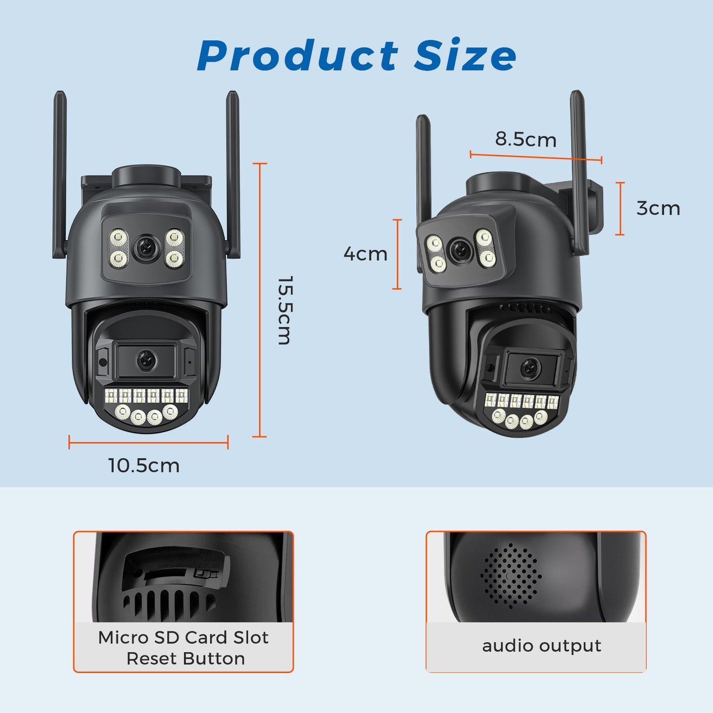 10MP 5K PTZ Wifi Camera Outdoor Video Surveillance Dual Screens IP66 Waterproof Human Detection Night Vision 5G Security Camera