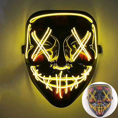 Scary Wireless Glowing LED Mask Halloween Party Supplies Neon Purge Mask Cosplay Luminous Face Masks Carnival Festival Props