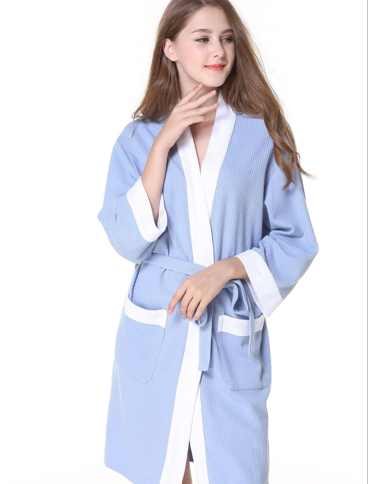 Cotton Waffle Men Kimono Bathrobe Gown Sleepwear Couple Black Robe Nightwear Loose Casual Sauna Yukata Spring Summer Home Wear