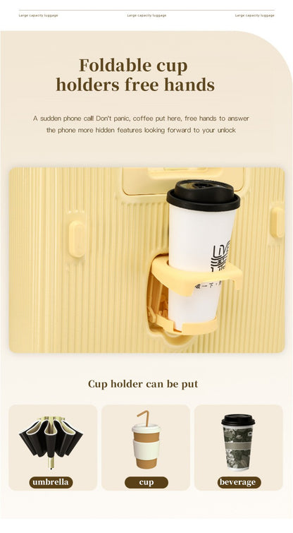 sushimu Suitcase Wide Handle Travel Suitcase Men 20 24 26 Carry-On Luggage Women PC Aluminum Frame Trolley Case