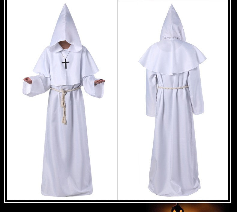 Medieval Hooded Monk Friar Priest Wizard Long Robe Unisex Adult Loose Stage Outfit For Masquerade Theme Party Halloween Cosplay