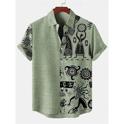 Men's Summer Hawaiian Casual Fashion Social Beach Style Short Sleeved Printed Loose Retro Vacation Shirt Camisas Estampadas