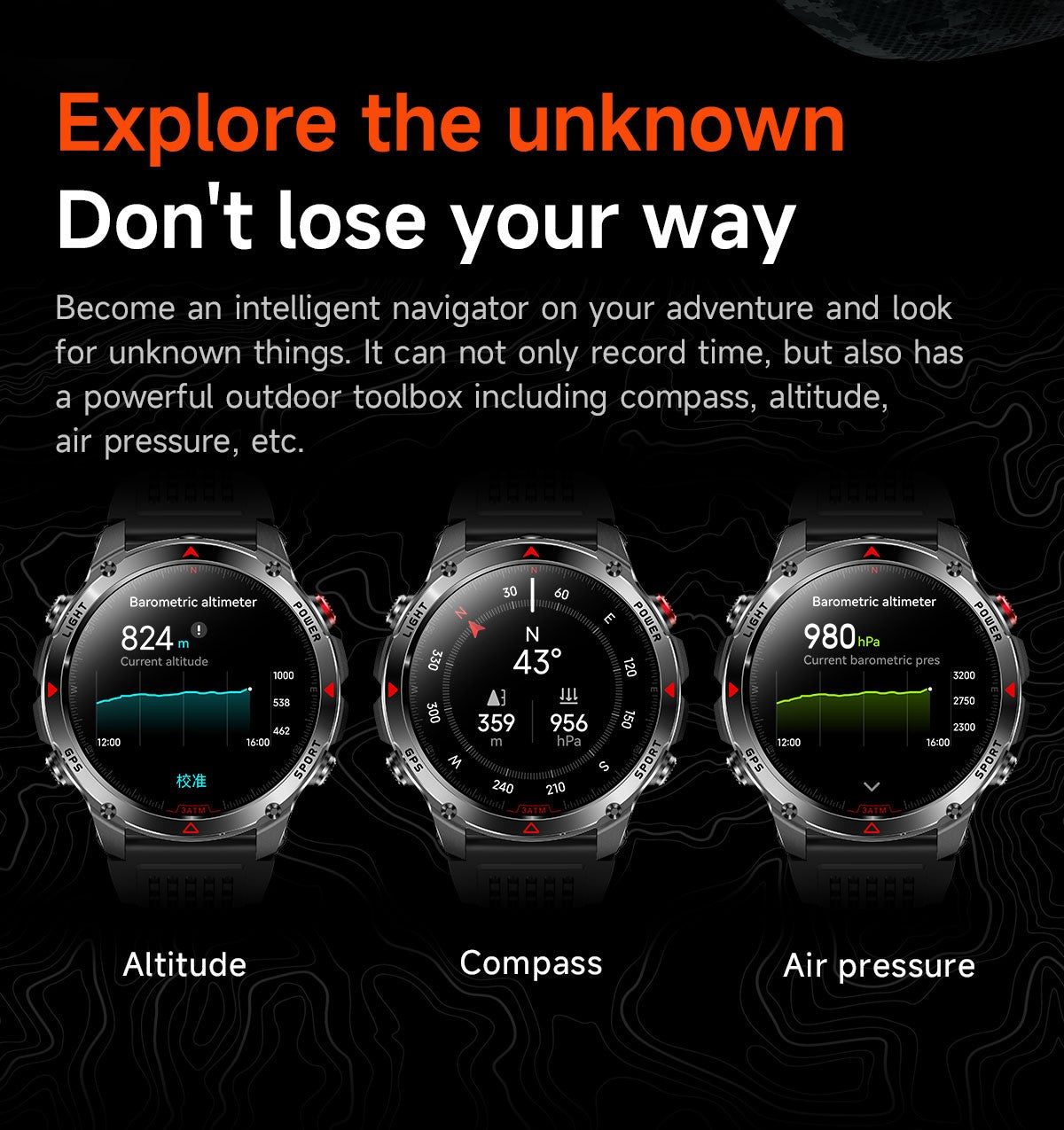 2025 Novo Smartwatch Profissional GPS Esportivo ao Ar Livre Corrida Rastreamento GPS Natação Bússola Altímetro 3ATM Pulseiras Esportivas Masculino