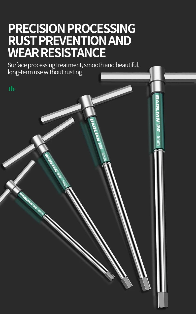 Chave de fenda Torx T/L 2.5/3/4/5/6/8/10mm Chave Allen Tipo T Cromada Chave Inglesa em Forma de T Ferramenta Manual Chave de Boca Tipo T Estendida