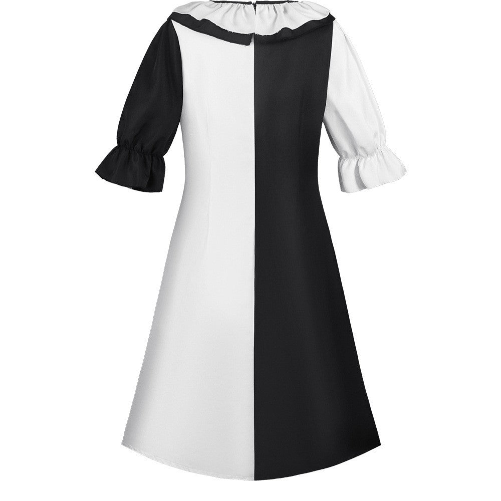 Terrifier Clown Cosplay Costume Black White Jumpsuit Dress for Men Women Halloween Horror Party Role Play Outfit Carnival Dress