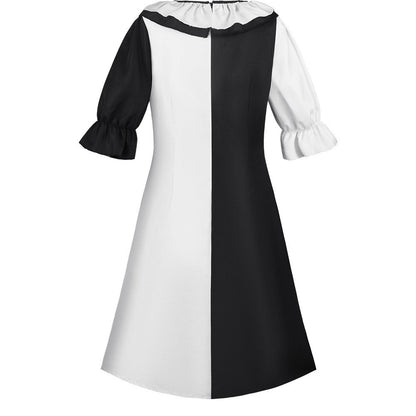 Terrifier Clown Cosplay Costume Black White Jumpsuit Dress for Men Women Halloween Horror Party Role Play Outfit Carnival Dress