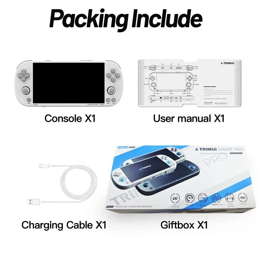 AMPOWN Trimui Smart Pro Consoles 4.96'' IPS Screen Handheld Game Players Linux System Emulator Portable Console Retro Video Game